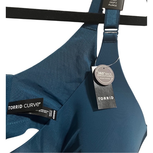 Torrid Curve 42DDD Lightly Lined Wire Free Deep V  Legend Blue Bra NWT - Picture 3 of 3